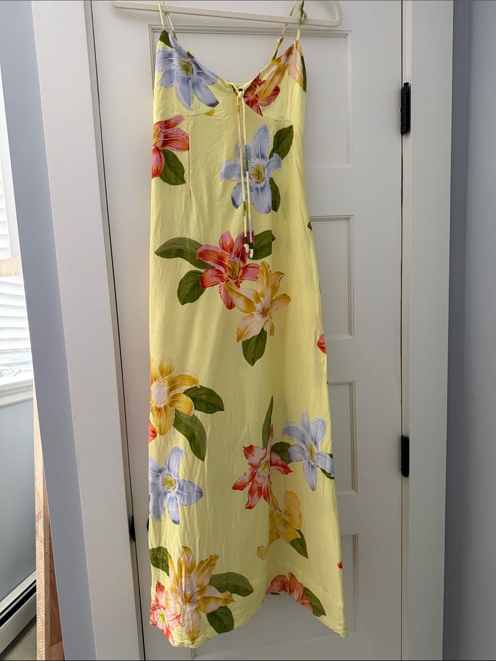 Anthropologie Yellow Floral Maxi Slip Dress